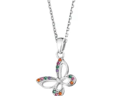 Zawieszka srebrna z cyrkoniami - motyl