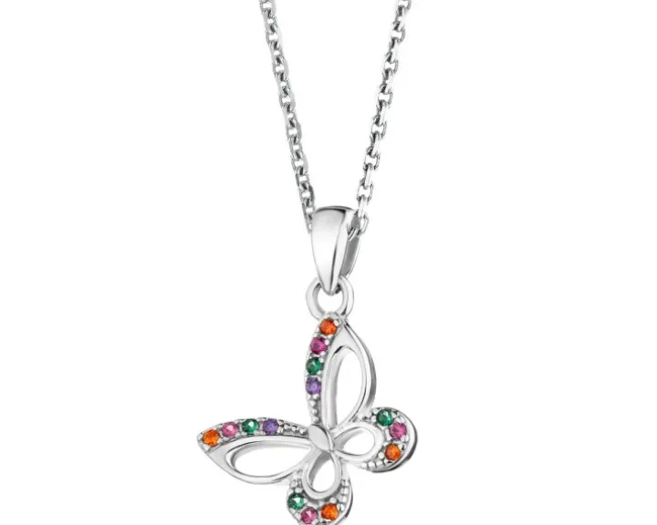 Zawieszka srebrna z cyrkoniami - motyl