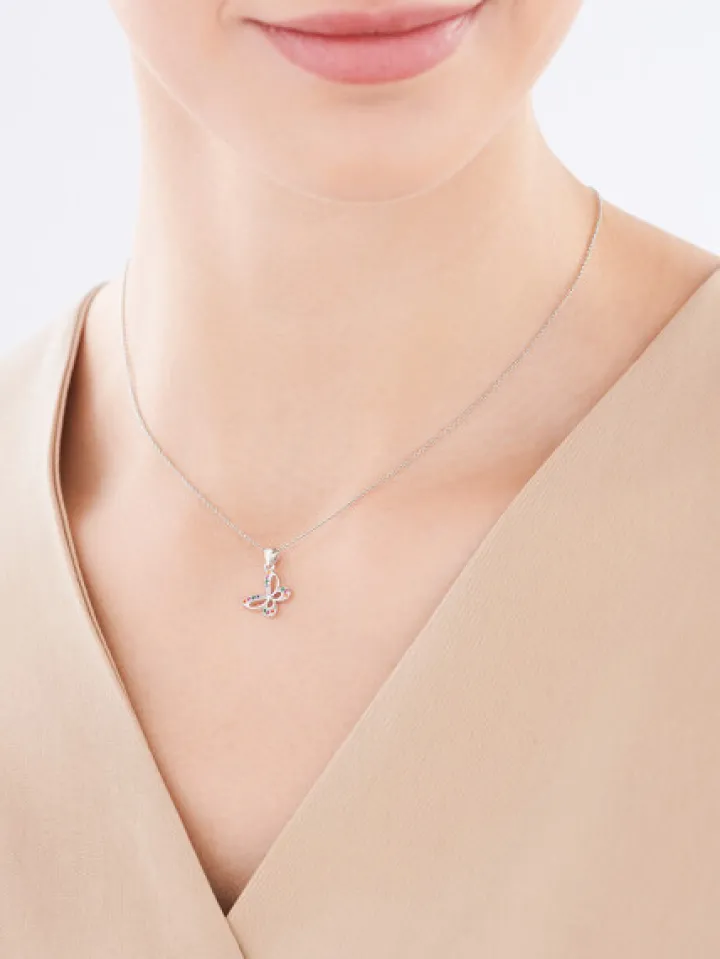 Zawieszka srebrna z cyrkoniami - motyl