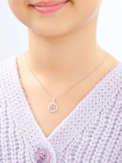 Zawieszka srebrna z cyrkoniami - kot, koło