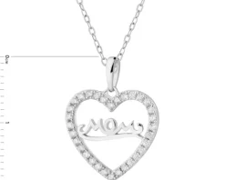 Zawieszka srebrna z cyrkoniami - mama, serce