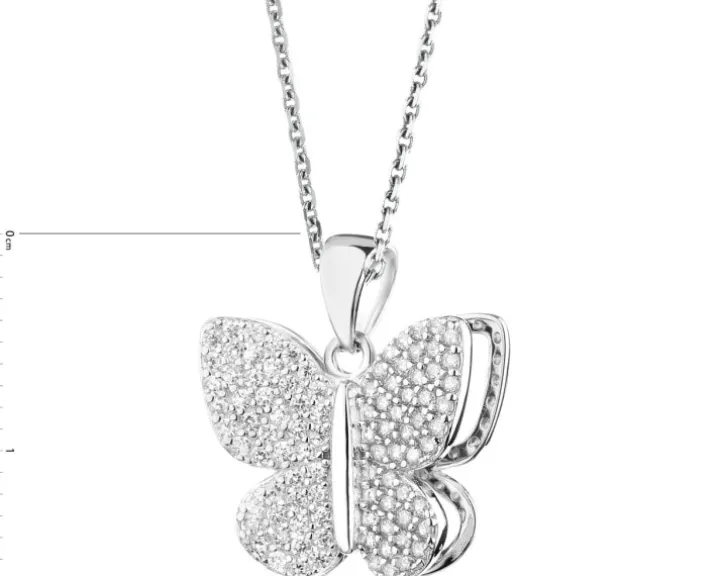 Zawieszka srebrna z cyrkoniami - motyl