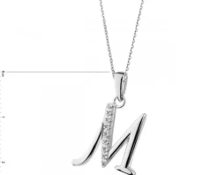 Zawieszka srebrna z cyrkoniami - litera M