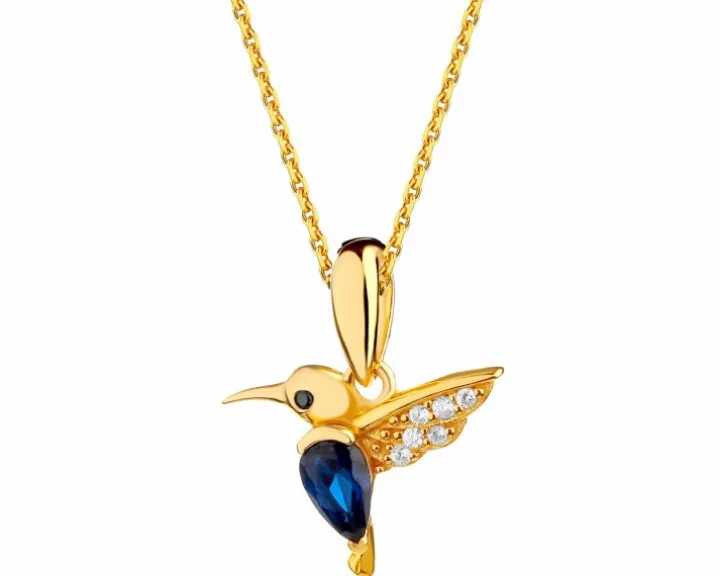 Zawieszka srebrna z cyrkoniami - koliber