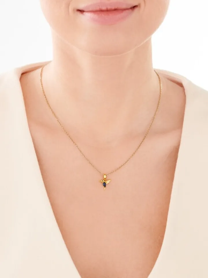 Zawieszka srebrna z cyrkoniami - koliber