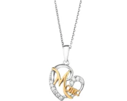 Zawieszka srebrna z cyrkoniami - serce, mama