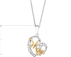 Zawieszka srebrna z cyrkoniami - serce, mama