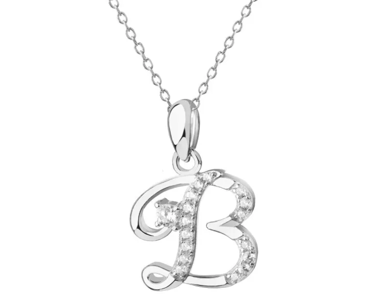 Zawieszka srebrna z cyrkoniami - litera B