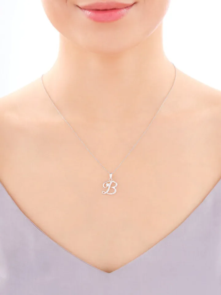 Zawieszka srebrna z cyrkoniami - litera B