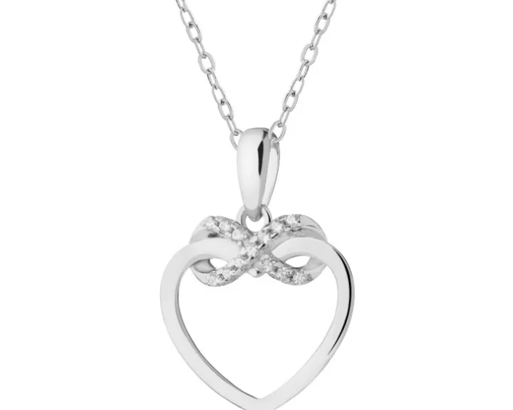 Zawieszka srebrna z cyrkoniami - serce, nieskończoność