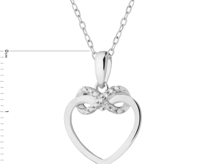 Zawieszka srebrna z cyrkoniami - serce, nieskończoność