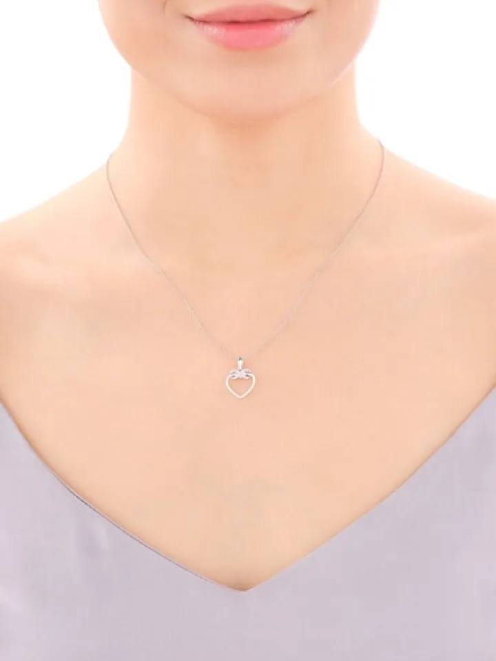 Zawieszka srebrna z cyrkoniami - serce, nieskończoność