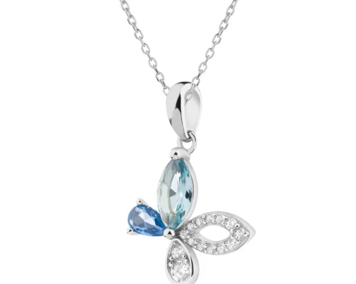 Zawieszka srebrna z cyrkoniami - motyl