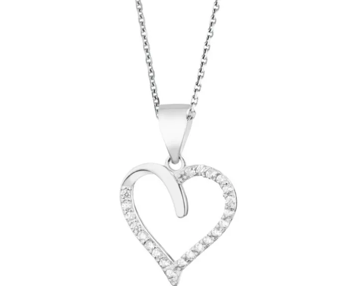 Zawieszka srebrna z cyrkoniami - serce