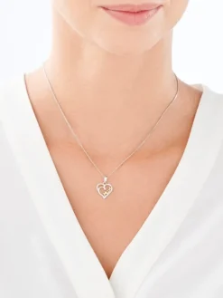 Zawieszka srebrna z cyrkoniami - mama, serce