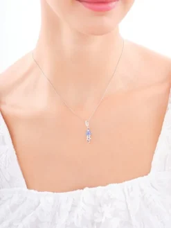 Zawieszka srebrna z cyrkoniami - kwiaty