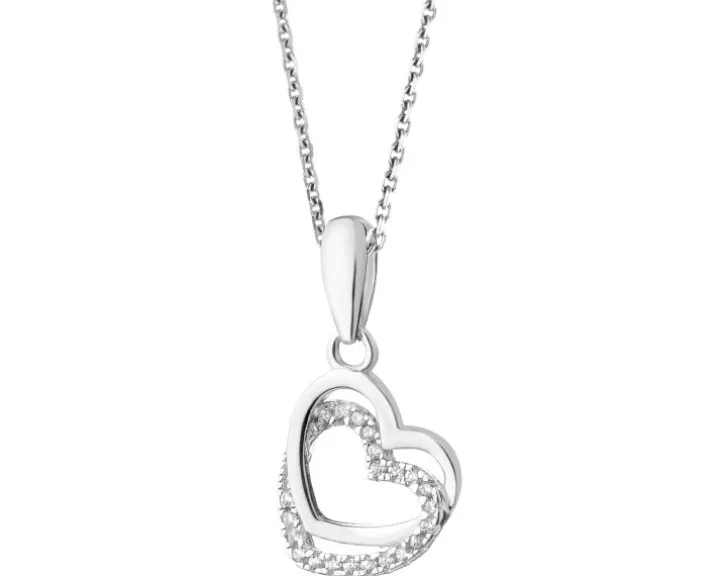 Zawieszka srebrna z cyrkoniami - serca