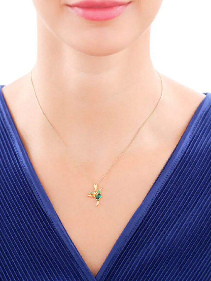 Zawieszka srebrna z cyrkoniami - koliber