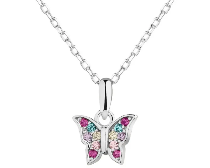 Zawieszka srebrna z cyrkoniami - motyl