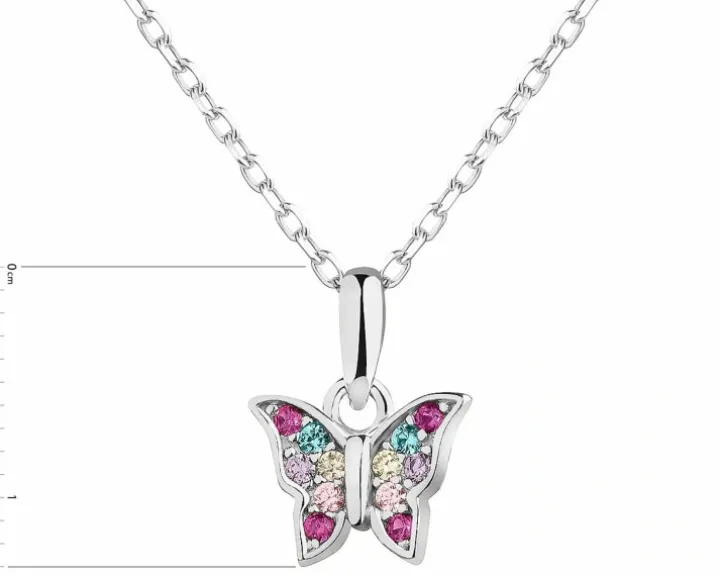 Zawieszka srebrna z cyrkoniami - motyl