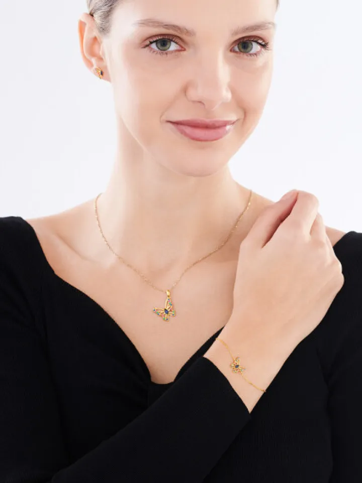 Zawieszka srebrna z cyrkoniami - motyl