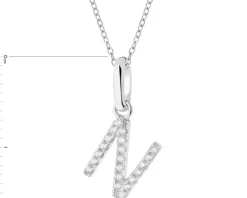 Zawieszka srebrna z cyrkoniami - litera N