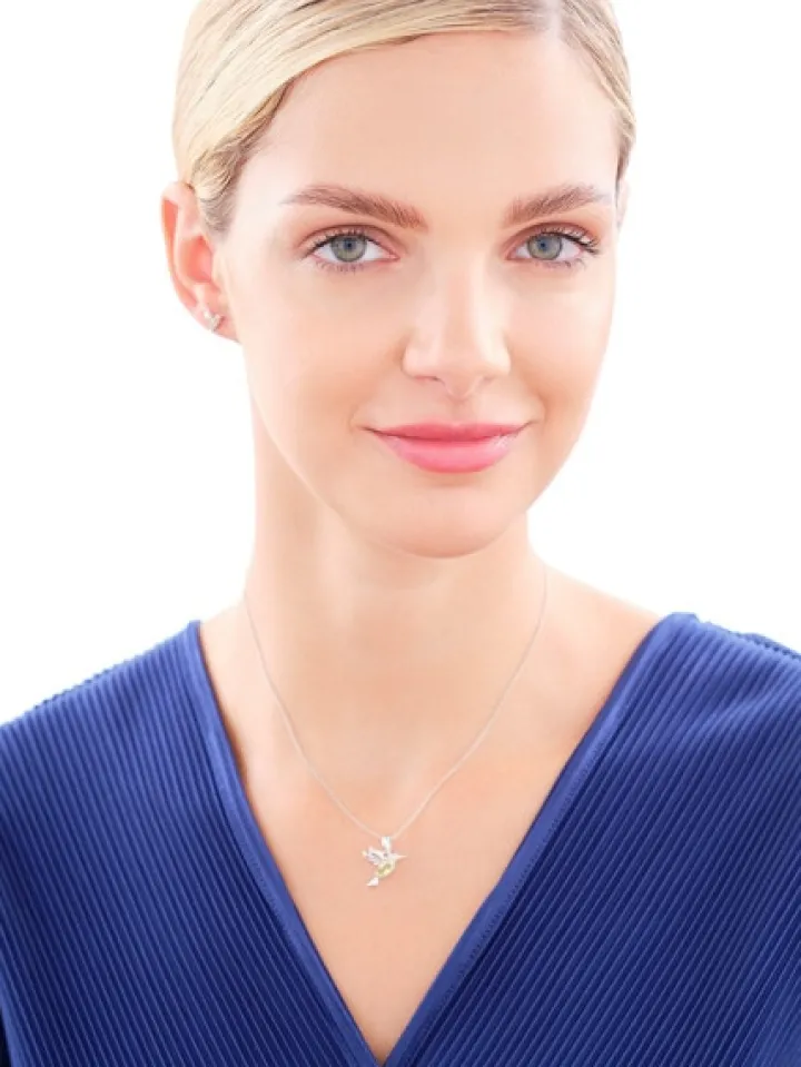 Zawieszka srebrna z cyrkoniami - koliber