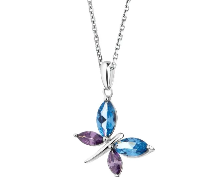 Zawieszka srebrna z cyrkoniami - motyl