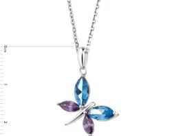 Zawieszka srebrna z cyrkoniami - motyl