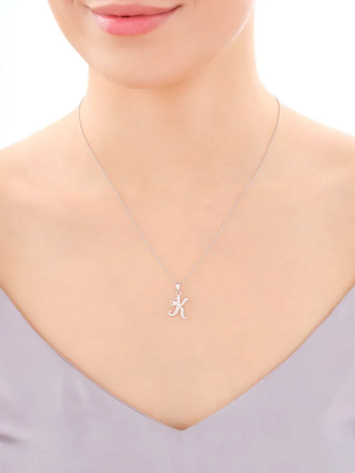 Zawieszka srebrna z cyrkoniami - litera K