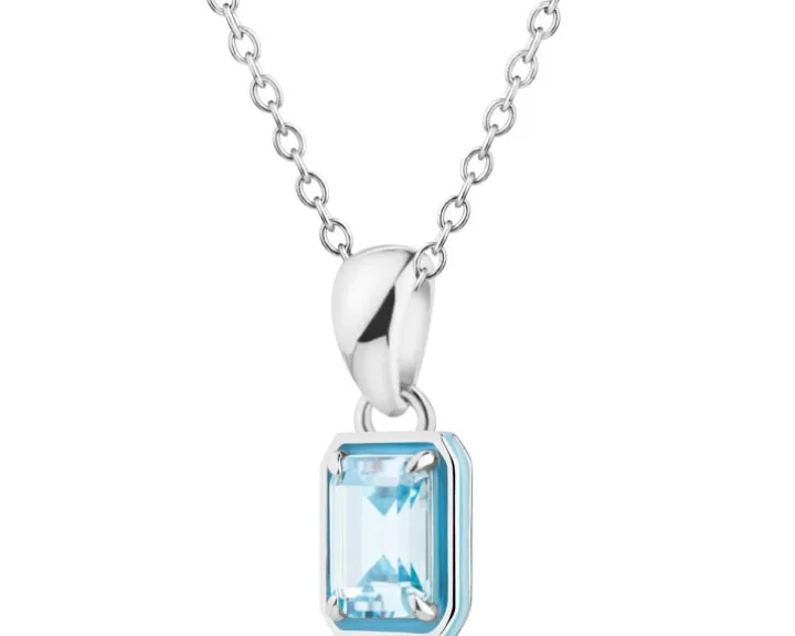 Zawieszka srebrna z cyrkonią i emalią