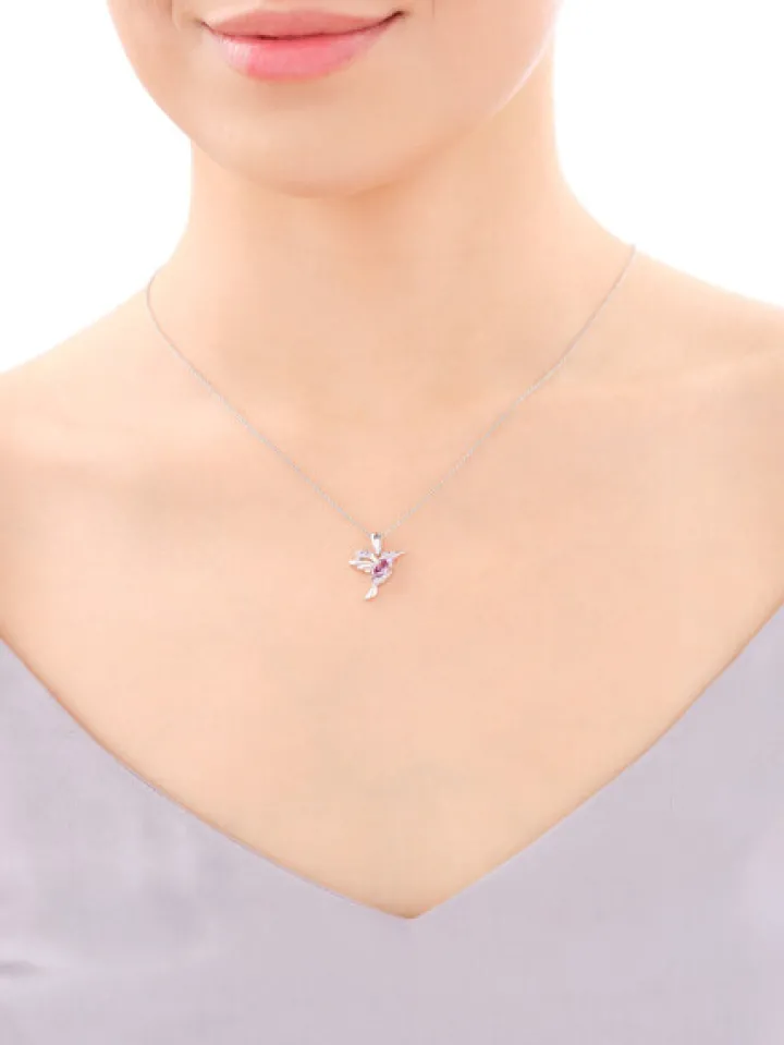 Zawieszka srebrna z cyrkoniami - koliber