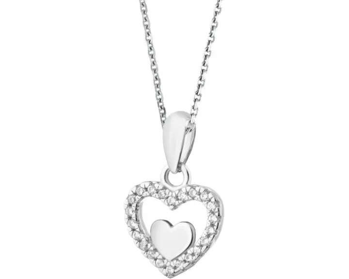 Zawieszka srebrna z cyrkoniami - serca