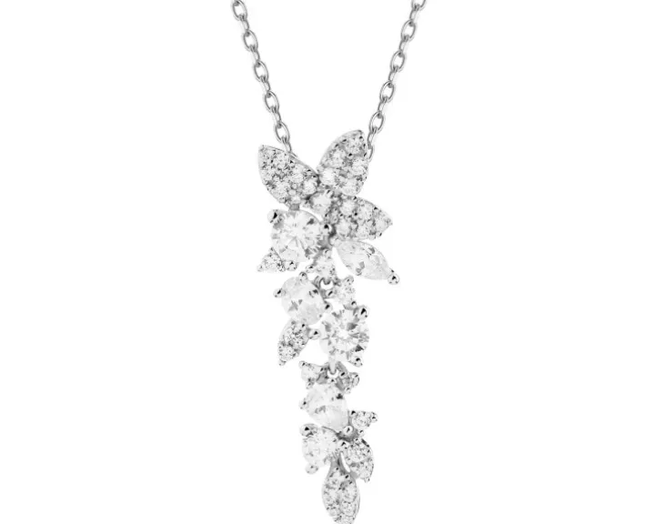 Zawieszka srebrna z cyrkoniami - kwiaty