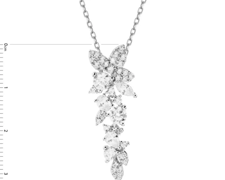 Zawieszka srebrna z cyrkoniami - kwiaty