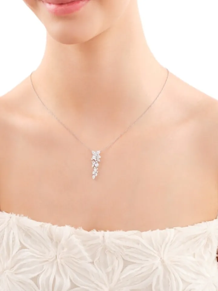 Zawieszka srebrna z cyrkoniami - kwiaty