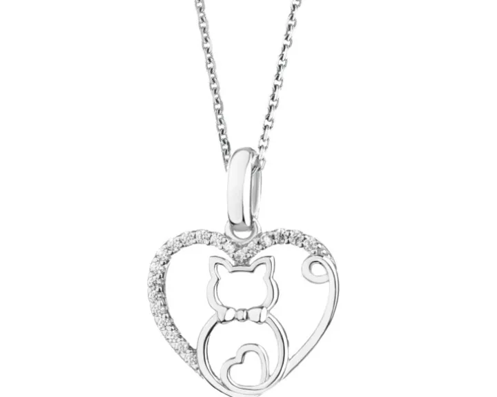 Zawieszka srebrna z cyrkoniami - serca