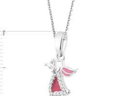 Zawieszka srebrna z cyrkoniami i emalią - anioł