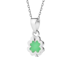 Zawieszka srebrna z emalią - koniczyna