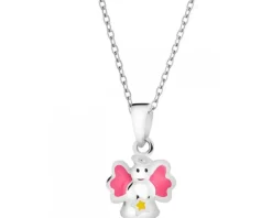 Zawieszka srebrna z emalią - aniołek