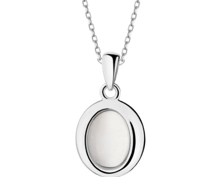 Zawieszka srebrna z kamieniem jubilerskim z efektem kociego oka