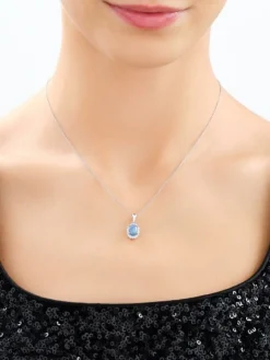 Zawieszka srebrna z kyanitem naturalnym i cyrkoniami