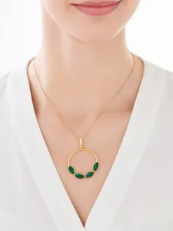 Zawieszka srebrna z malachitem - koło