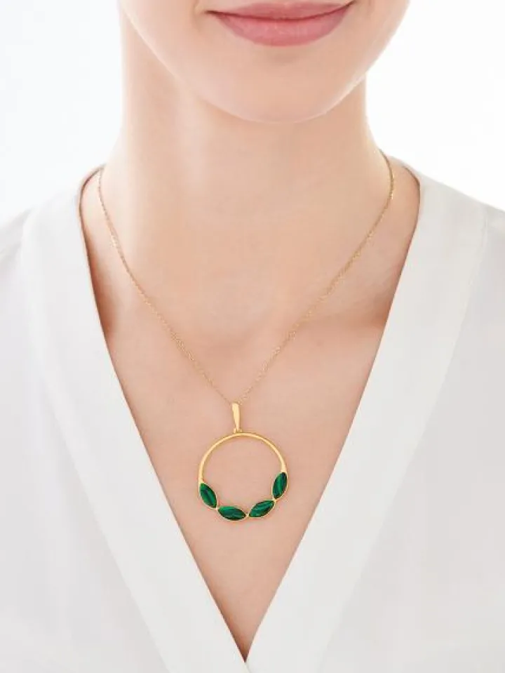 Zawieszka srebrna z malachitem - koło