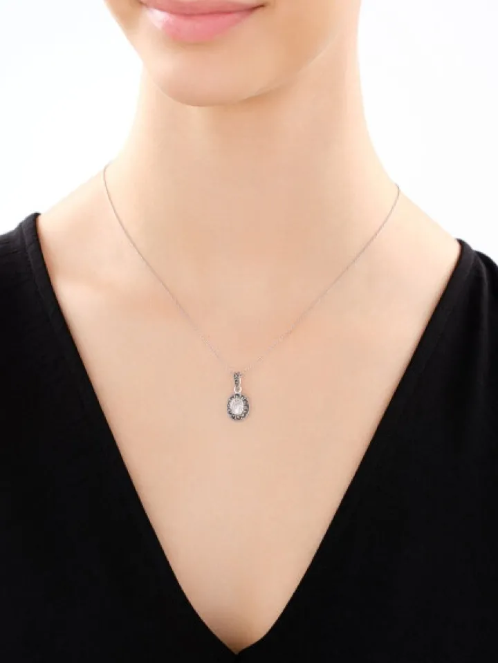 Zawieszka srebrna z markasytami i cyrkonią