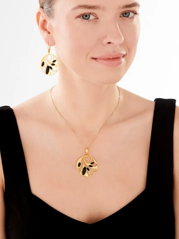 Zawieszka srebrna z onyksem - koło