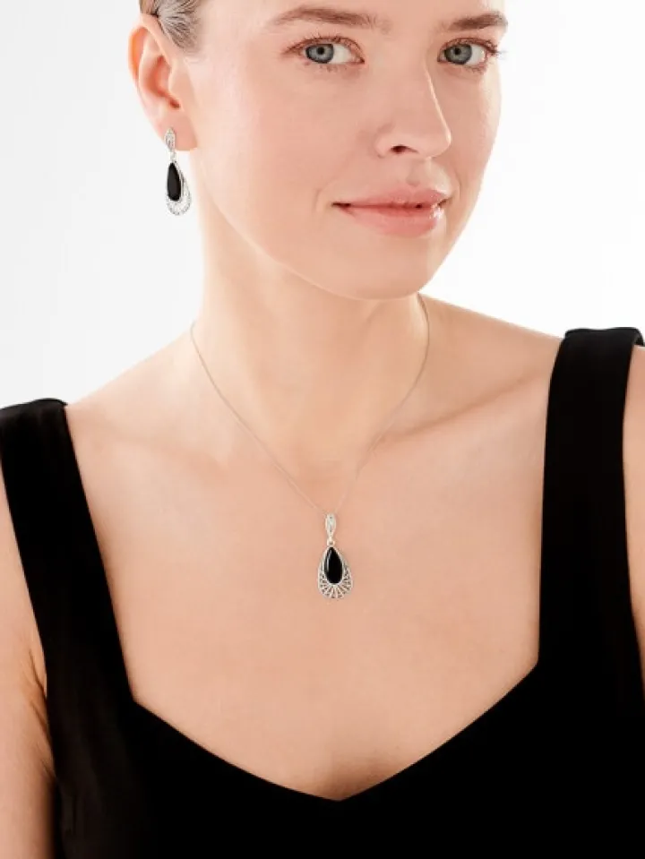 Zawieszka srebrna z onyksem