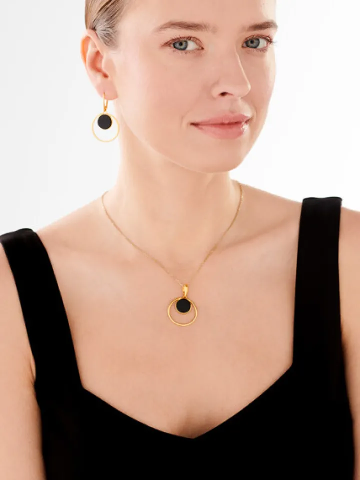 Zawieszka srebrna z onyksem - koła