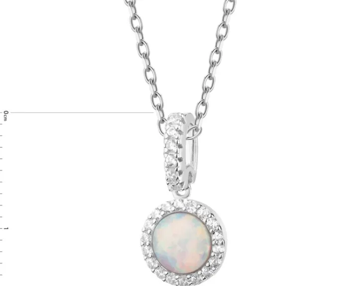 Zawieszka srebrna z opalem i cyrkoniami