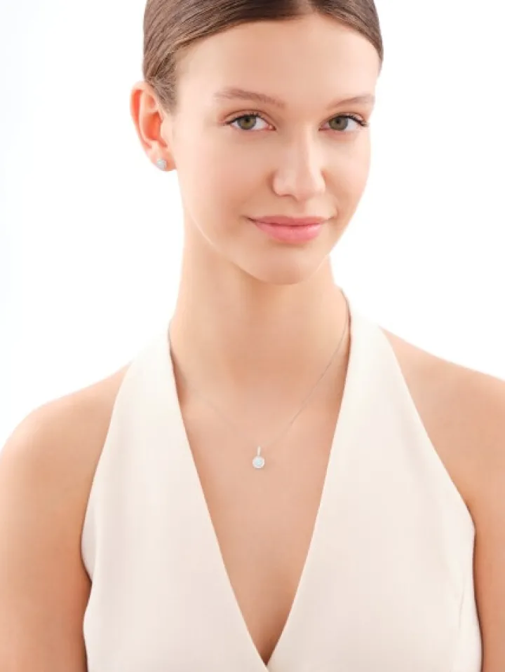 Zawieszka srebrna z opalem i cyrkoniami